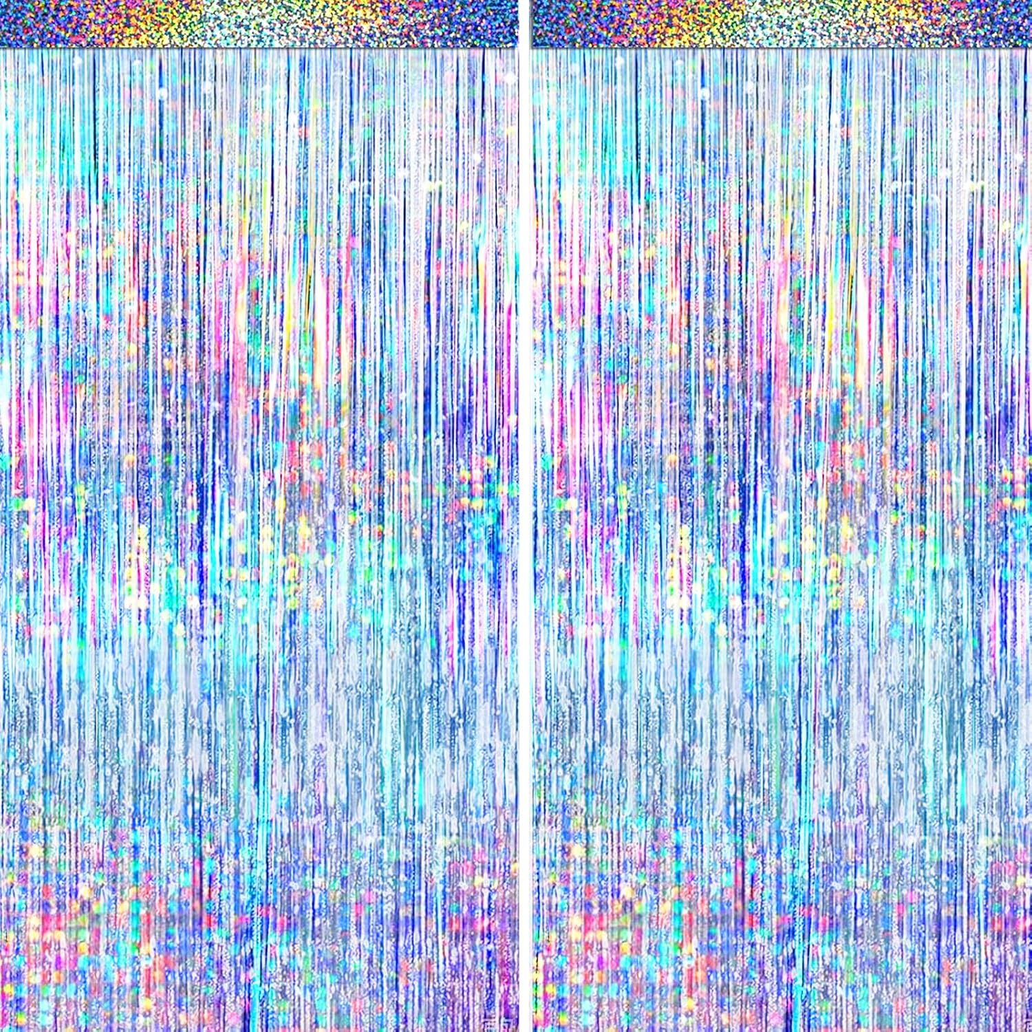 Wedding Decoration Supply - 4 Packs Silver Foil Fringe Curtain,