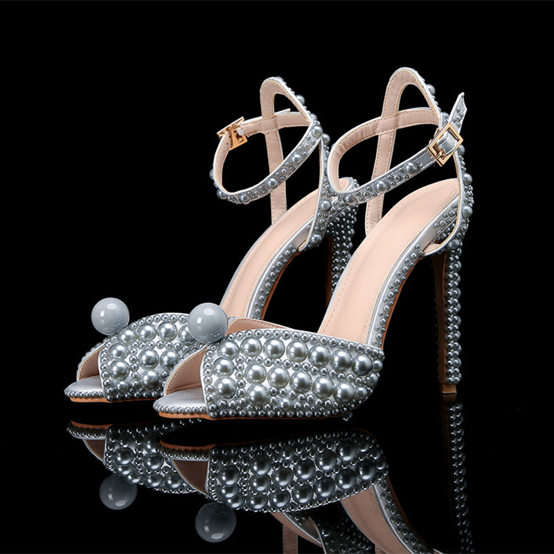 Wedding Fx - Luxury Handmade Pearl Peep Toe Women