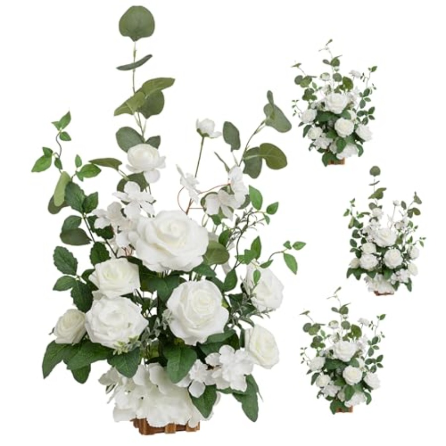 Aisle Runner White - Freestanding Artificial Flowers Arrangements 4 pcs