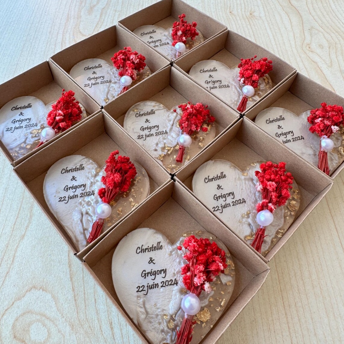 Wedding Favor Box - Personalized Magnet Favor for Guest, Epoxy