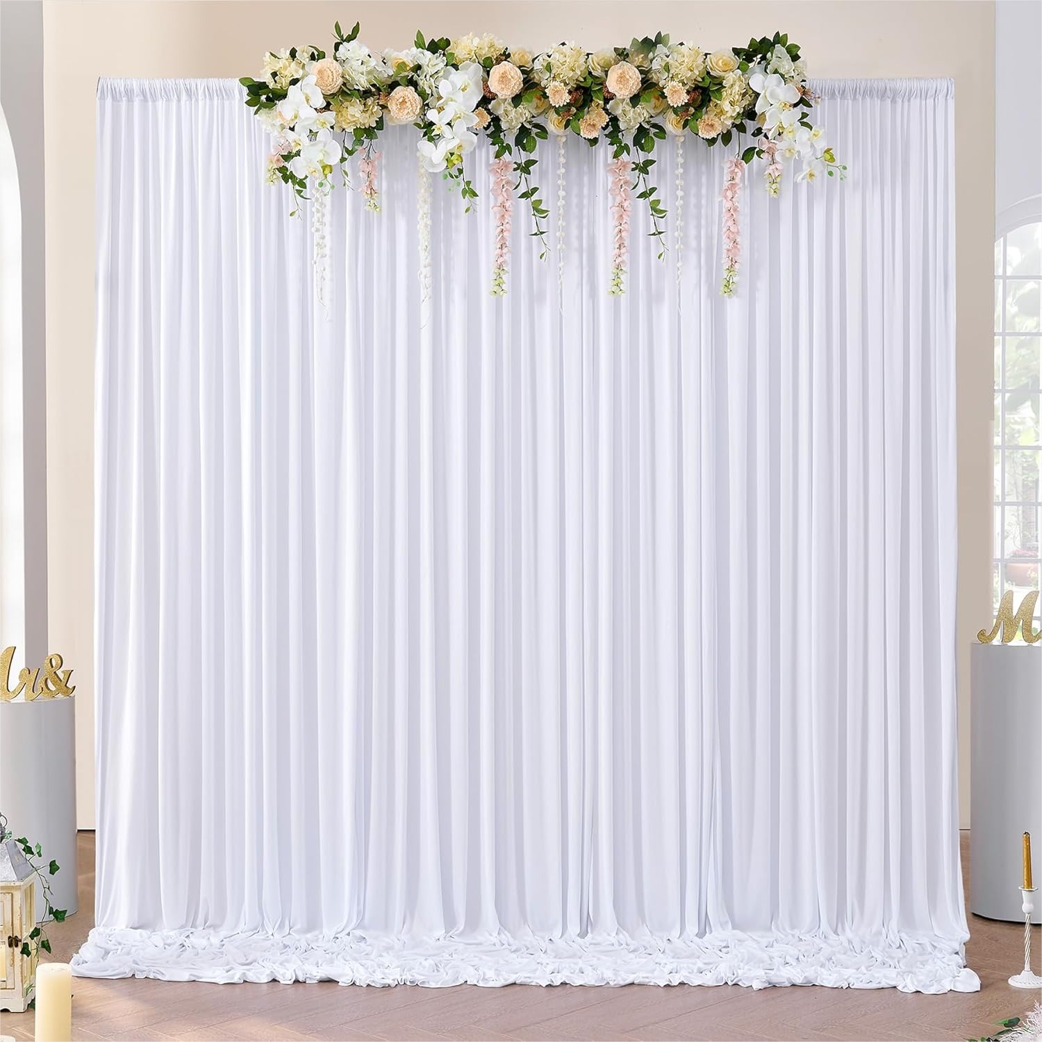 Wedding Backdrop Curtain - White Backdrop Curtains 10x10 ft for